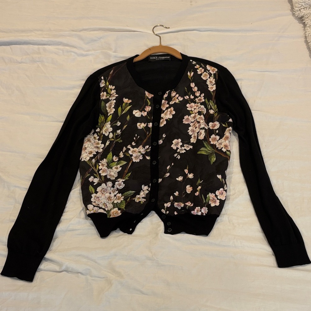 DOLCE & GABBANA Floral Black Cardigan